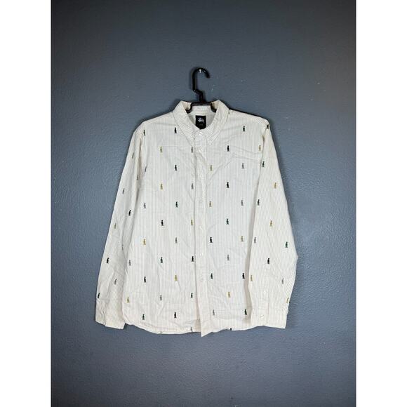 STUSSY SHIRT Vintage Size M white men's good condition - Picture 1 of 7